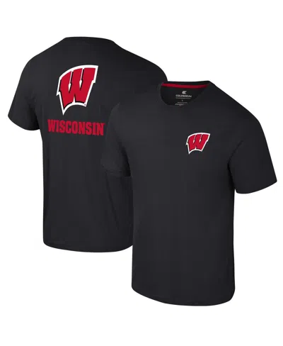 Colosseum Men's Black Wisconsin Badgers Logo Lockup 2-hit Active Blend T-shirt