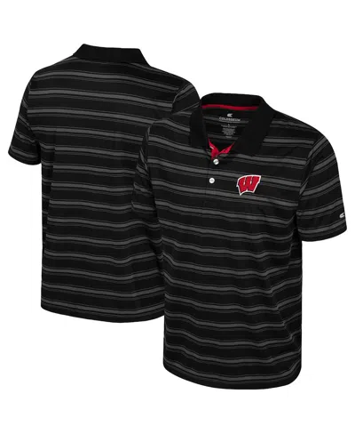 Colosseum Men's Black Wisconsin Badgers Milk Steak Polo Shirt
