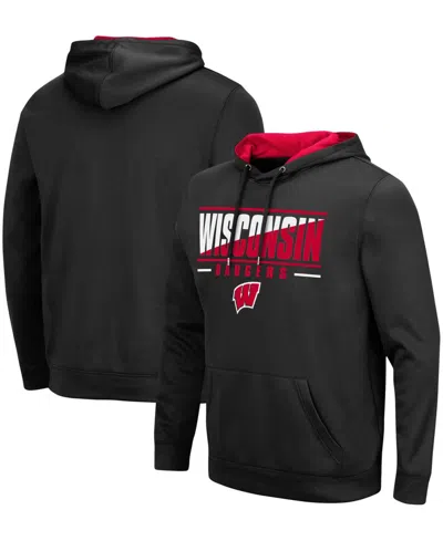 Colosseum Men's Black Wisconsin Badgers Slash Stack 2.0 Pullover Hoodie