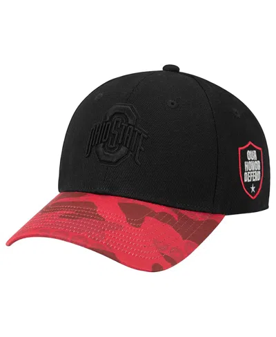 Colosseum Men's Black/scarlet Ohio State Buckeyes On Our Honor Adjustable Hat In Black,scarlet