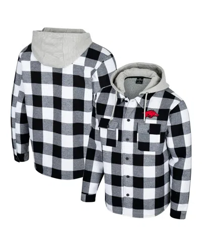 Colosseum Men's Black/white Arkansas Razorbacks Buffalo Plaid Full-zip Jacket In Black,white