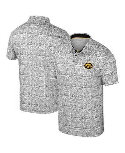 Colosseum Black/white Iowa Hawkeyes Big & Tall Allover Polo