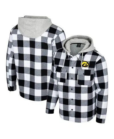Colosseum Men's Black/white Iowa Hawkeyes Buffalo Plaid Full-zip Jacket In Black,white