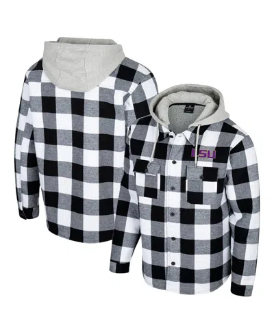 Colosseum Men's Black/white Lsu Tigers Buffalo Plaid Full-zip Jacket In Black,white