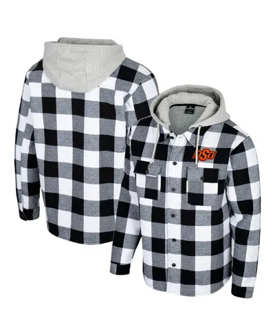 Colosseum Men's Black/white Oklahoma State Cowboys Buffalo Plaid Full-zip Jacket In Black,white