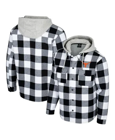 Colosseum Men's Black/white Texas Longhorns Buffalo Plaid Full-zip Jacket In Black,white