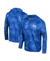 Colosseum Men's Blue Ucla Bruins Palms Printed Lightweight Quarter-zip Hooded Top In Blue