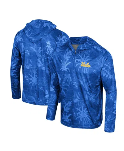 Colosseum Men's Blue Ucla Bruins Palms Printed Lightweight Quarter-zip Hooded Top
