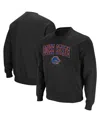 Colosseum Men's Boise State Broncos Arch And Logo Tackle Twill Pullover Sweatshirt In Black