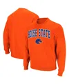 Colosseum Men's Boise State Broncos Arch And Logo Tackle Twill Pullover Sweatshirt In Orange