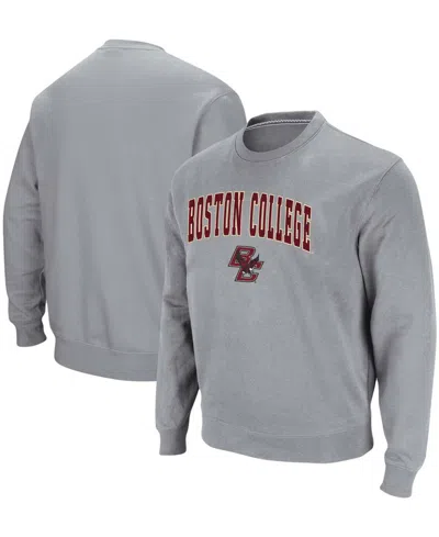 Colosseum Men's Boston College Eagles Arch Logo Crew Neck Sweatshirt In Gray