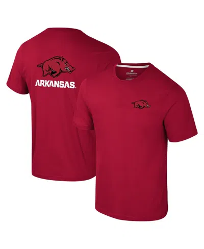 Colosseum Men's Cardinal Arkansas Razorbacks Logo Lockup 2-hit Active Blend T-shirt