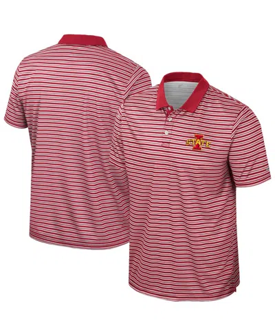 Colosseum Men's Cardinal Iowa State Cyclones Striped Polo Shirt
