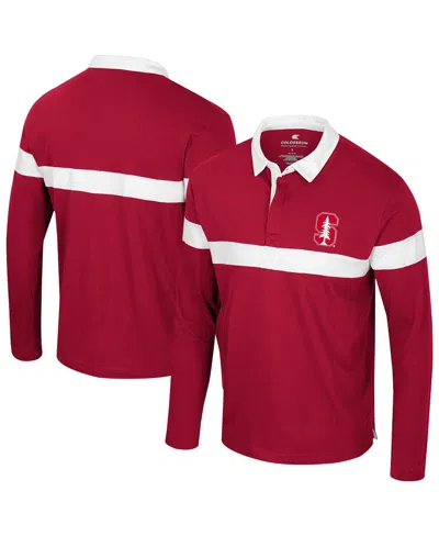 Colosseum Men's Cardinal Stanford Cardinal Too Cool For School Long Sleeve Polo Shirt In Red