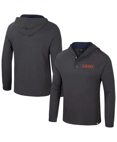 Colosseum Men's Charcoal Auburn Tigers Dujour Ralgan Long Sleeve Henley Hoodie T-shirt In Gray