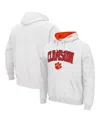 Colosseum Men's White Clemson Tigers Arch Logo 3.0 Pullover Hoodie In White