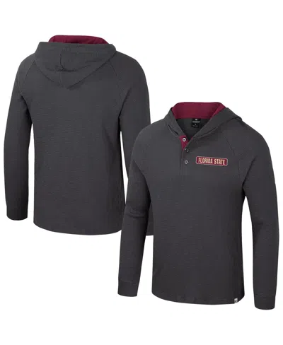 Colosseum Men's Charcoal Florida State Seminoles Dujour Raglan Long Sleeve Henley Hoodie T-shirt