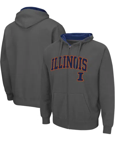 Colosseum Men's Charcoal Illinois Fighting Illini Arch Logo 3.0 Full-zip Hoodie