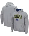 Colosseum Men's Heathered Gray Michigan Wolverines Arch Logo 3.0 Pullover Hoodie In Heathered Gray