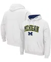 Colosseum Men's White Michigan Wolverines Arch Logo 3.0 Pullover Hoodie In White