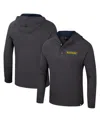 Colosseum Men's Charcoal Michigan Wolverines Dujour Ralgan Long Sleeve Henley Hoodie T-shirt In Blue