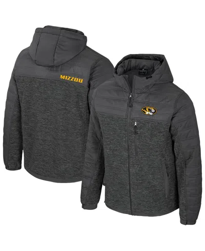 Colosseum Men's Charcoal Missouri Tigers Nightman Full-zip Hoodie Puffer Jacket In Gray