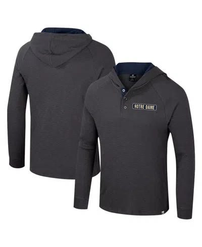 Colosseum Men's Charcoal Notre Dame Fighting Irish Dujour Raglan Long Sleeve Henley Hoodie T-shirt
