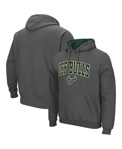 Colosseum Men's Charcoal South Florida Bulls Arch And Logo Pullover Hoodie