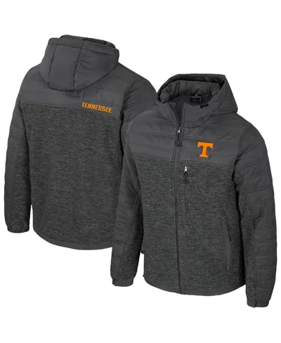 Colosseum Men's Charcoal Tennessee Volunteers Nightman Full-zip Hoodie Puffer Jacket In Gray