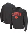 Colosseum Men's Clemson Tigers Arch & Logo Pullover Sweatshirt In Charcoal
