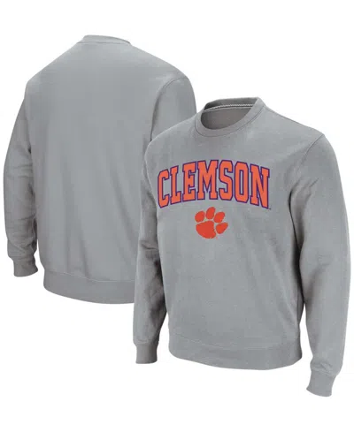 Colosseum Men's Heathered Gray Clemson Tigers Arch Logo Crew Neck Sweatshirt