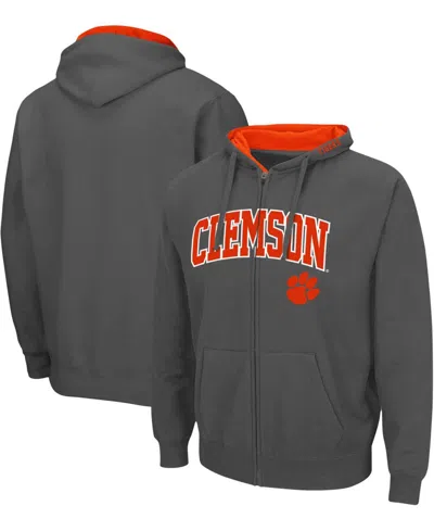 Colosseum Men's Clemson Tigers Arch Logo 3.0 Full-zip Hoodie In Charcoal