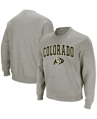 Colosseum Men's Colorado Buffaloes Arch & Logo Crew Neck Sweatshirt In Heather Gray
