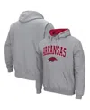 Colosseum Men's  Heathered Gray Arkansas Razorbacks Arch And Logo 3.0 Pullover Hoodie In Heathered Gray