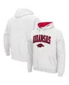 Colosseum Men's  White Arkansas Razorbacks Arch And Logo 3.0 Pullover Hoodie In White