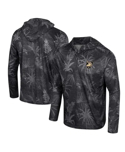 COLOSSEUM MEN'S COLOSSEUM BLACK ARMY BLACK KNIGHTS PALMS PRINTED LIGHTWEIGHT QUARTER-ZIP HOODED TOP