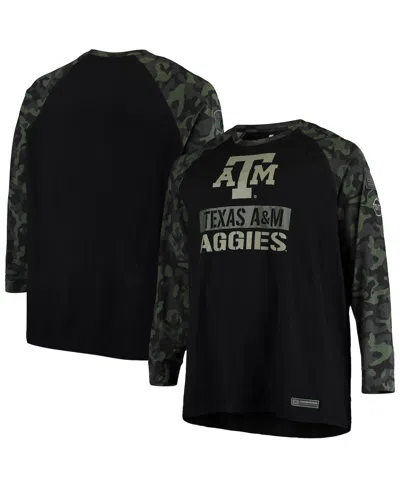 Colosseum Men's  Black, Camo Texas A&m Aggies Oht Military-inspired Appreciation Big And Tall Raglan In Black,camo