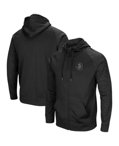 Colosseum Men's  Black Florida State Seminoles Blackout 3.0 Tonal Raglan Full-zip Hoodie