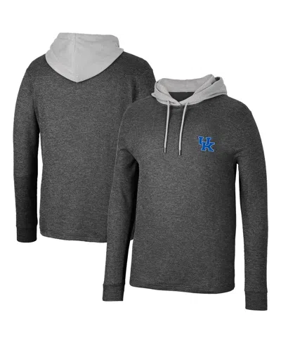 Colosseum Men's  Black Kentucky Wildcats Ballot Waffle-knit Thermal Long Sleeve Hoodie T-shirt