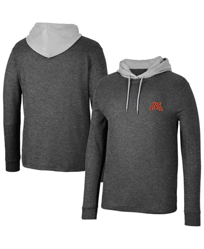 Colosseum Men's  Black Minnesota Golden Gophers Ballot Waffle-knit Thermal Long Sleeve Hoodie T-shirt