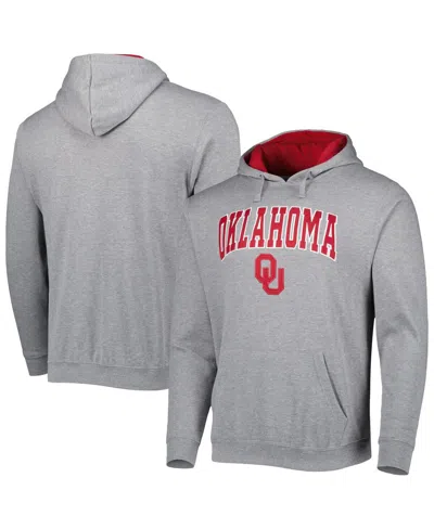 Colosseum Men's  Heathered Gray Oklahoma Sooners Arch & Team Logo 3.0 Pullover Hoodie