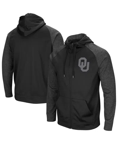 Colosseum Men's  Black Oklahoma State Cowboys Blackout 3.0 Tonal Raglan Full-zip Hoodie