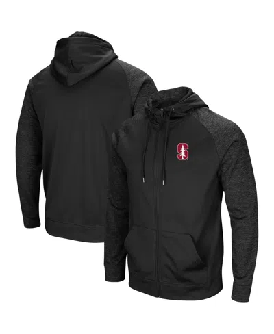 Colosseum Men's  Black Stanford Cardinal Blackout 3.0 Tonal Raglan Full-zip Hoodie