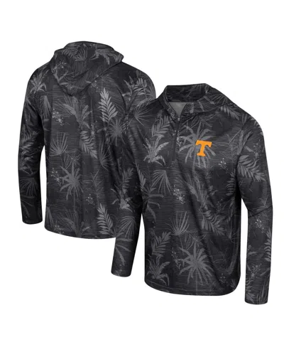Colosseum Men's  Black Tennessee Volunteers Palms Printed Lightweight Quarter-zip Hooded Top