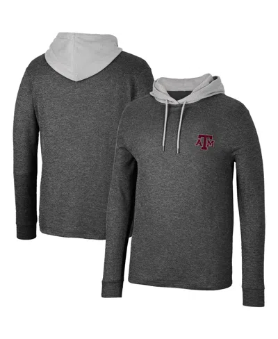 Colosseum Men's  Black Texas A&m Aggies Ballot Waffle-knit Thermal Long Sleeve Hoodie T-shirt