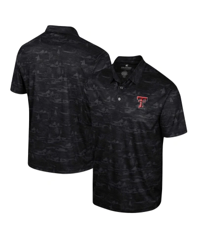 Colosseum Men's  Black Texas Tech Red Raiders Daly Print Polo Shirt