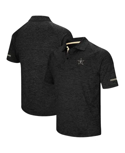 Colosseum Men's  Black Vanderbilt Commodores Down Swing Raglan Polo Shirt