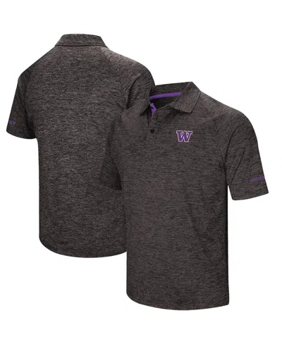 Colosseum Men's  Black Washington Huskies Down Swing Polo Shirt