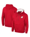 Colosseum Men's Wisconsin Badgers Half-zip Hoodie In Red