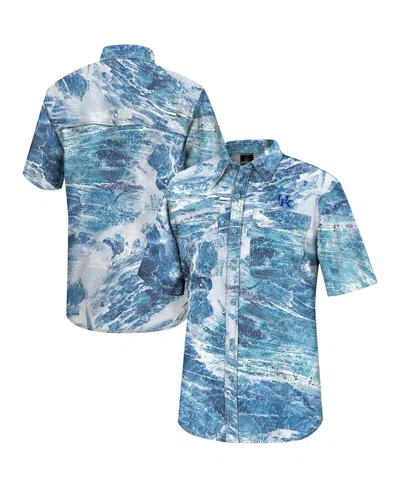 Colosseum Men's  Blue Air Force Falcons Realtree Aspect Charter Full-button Fishing Shirt